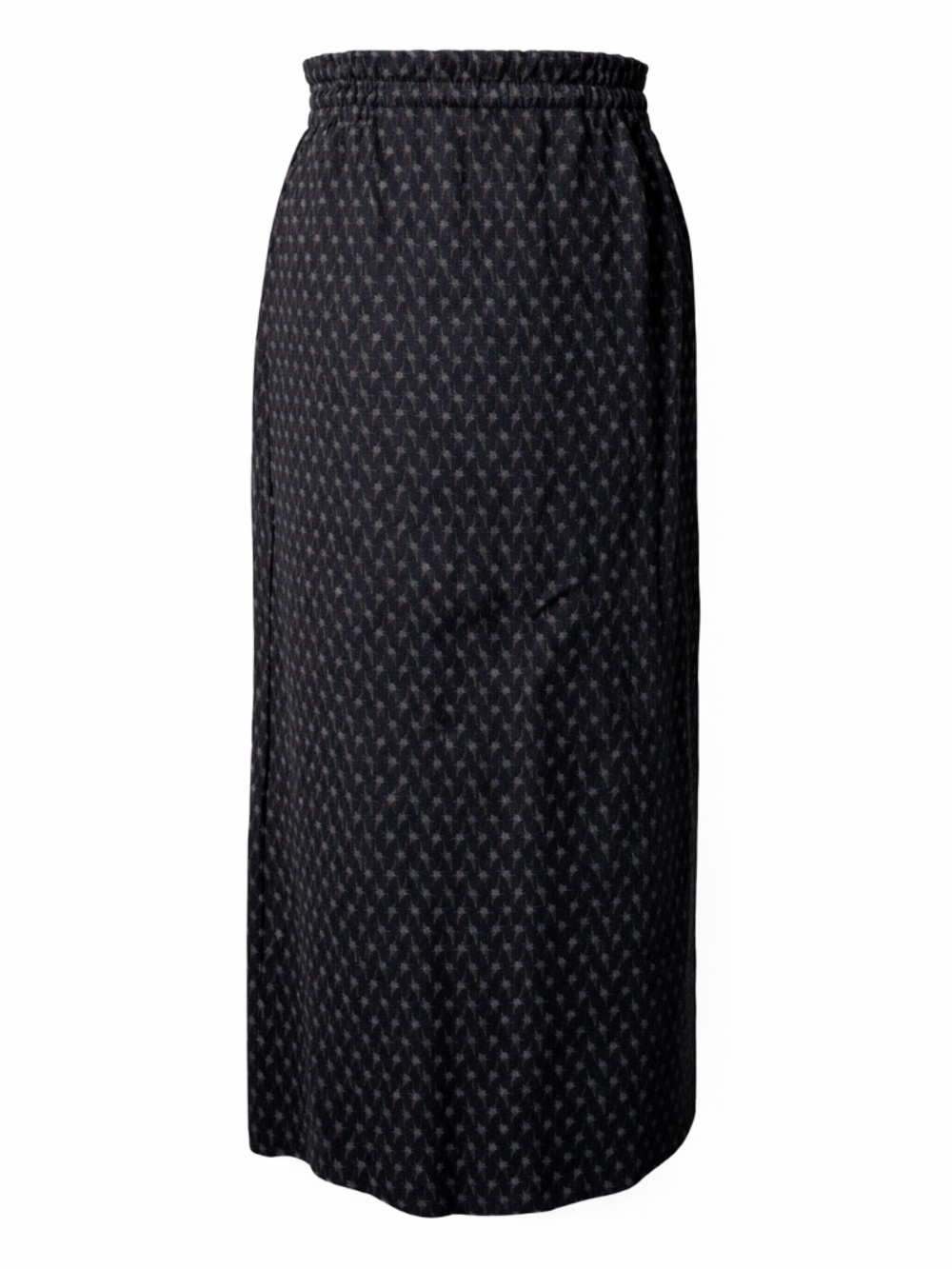 Vintage Midi Skirt Elastic Waist Navy Print‎ Minimalist 90s OS